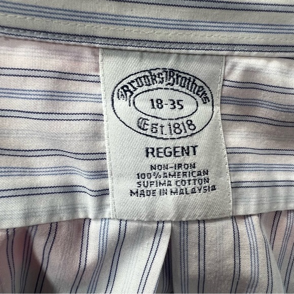 BROOKS BROTHERS REGENT COTTON ORIGINAL POLO Blue Business Striped Button Down - Picture 4 of 10